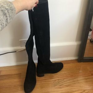 Stuart Weitzman 8 over the knee black suede boots